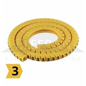 Número 3 - Pacote anilha gravada identificador marcador de fios e cabos 0.75mm até 4mm