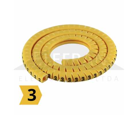 Número 3 - Pacote anilha gravada identificador marcador de fios e cabos 0.75mm até 4mm