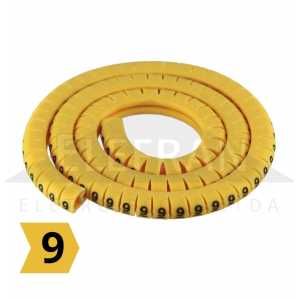 Número 9 - Pacote anilha gravada identificador marcador de fios e cabos 0.75mm até 4mm