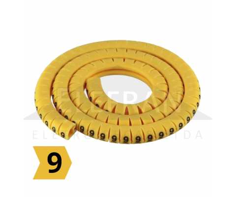 Número 9 - Pacote anilha gravada identificador marcador de fios e cabos 0.75mm até 4mm