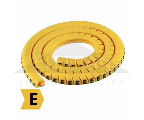 Letra E  - Pacote anilha gravada identificador marcador de fios e cabos 0.75mm até 4mm