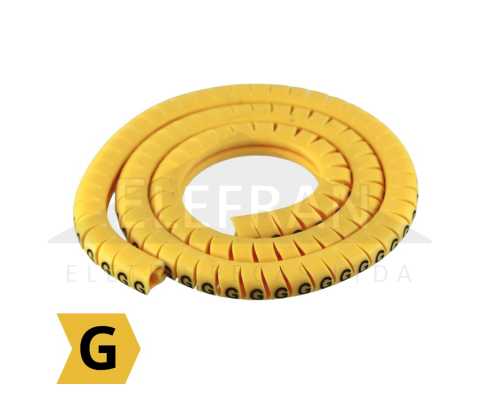 Letra G  - Pacote anilha gravada identificador marcador de fios e cabos 0.75mm até 4mm