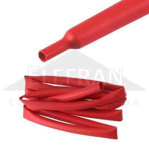 Tubo espaguete termo retrátil / termo encolhível 6.4mm (1/4 polegada) vermelho 2:1 rolo 1m