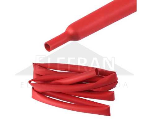 Tubo espaguete termo retrátil / termo encolhível 6.4mm (1/4 polegada) vermelho 2:1 rolo 1m