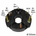 Retificador do alternador 55A / 65A / 80A / 90A Bosch N1 Mercedes-Benz Scania Volvo - ligações