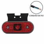 Lanterna lateral delimitadora LED 24V oval 120x46mm vermelha lado direito/esquerdo com suporte e conexão de fio universal unipoint original Facchini Gotti Rossetti São Pedro Schiffer