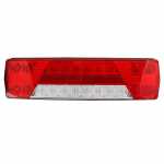 Lanterna traseira LED 12V retangular 372x104mm bicolor (cristal / vermelha) lado direito com conector e conexão de fio Agrale universal