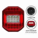 Lanterna traseira LED 24V bicolor (cristal / vermelha) com luz de placa lado direito/esquerdo universal