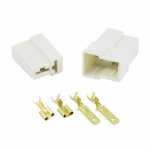 Kit chicote / conector desmontado macho / fêmea 2 vias 2 terminais 6.3mm tipo FASTON para som automotivo