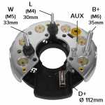 Retificador do alternador 28A / 35A / 55A Bosch K1 Agrale Case Fiat-Allis Massey Ferguson Maxion Mercedes-Benz Müller MWM Puma Toyota - ligações