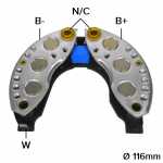 Retificador do alternador 50A / 60A / 75A / 80A / 90A Valeo A13N / A14N Citroën C32 C35 Renault Clio Espace Kangoo Master R5 R9 R11 R16 R17 R19 R20 R21 R25 R30 Trafic - ligações
